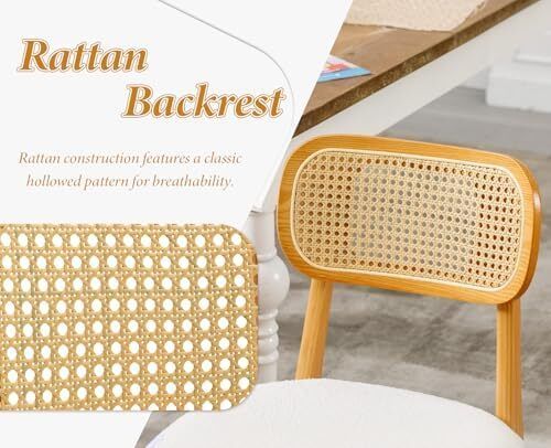 set of 4, wood, kitchen chairs, PU leather upholstered Rattan