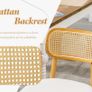 set of 4, wood, kitchen chairs, PU leather upholstered Rattan Image 4