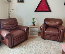 Leather sofa and armchairs