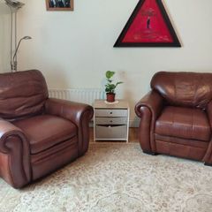 Leather sofa and armchairs