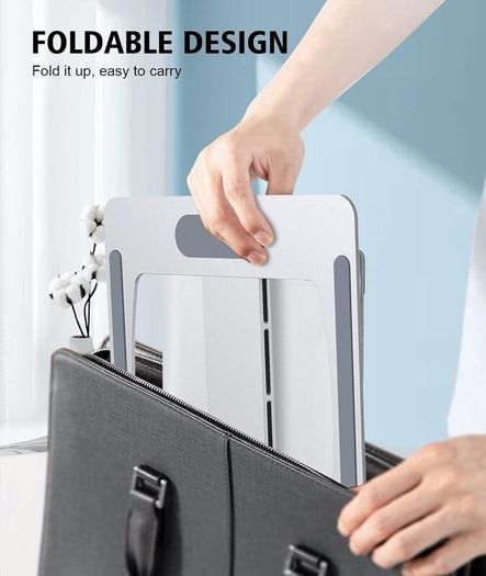 Laptop Stand Adjustable Height, Ergonomic Air-Ventilated Laptop Riser Holder for Desk, Aluminum Foldable Laptop Cooling Pads Computer Stand Compatible with MacBook