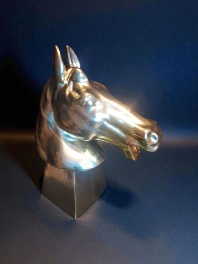 Large ceramic horse head statue