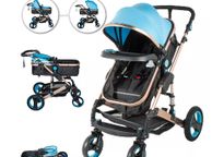 main image for ad BRAND NEW 2 in 1 Portable Baby Stroller Blue Anti-Shock Springs Foldable Luxury Baby Stroller Adjustable High View Pram Stollers