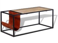 main image for ad Coffee Table with Genuine Leather Magazine Holder 110x50x45 cm