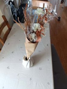 Boho Dried Floral Arrangement with Ceramic Swirl Vase