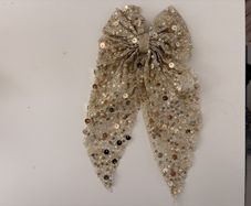 Gold Long Sequin Bow Hair Clip