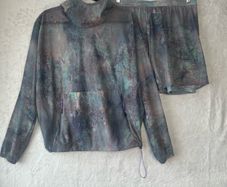 Lululemon Lab  Unisex Lightweight Hoodie & Shorts Co-ord Set Abstract Dye Print Sz M