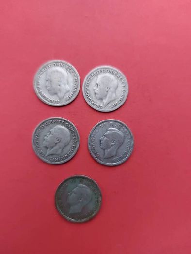 5 x .500 Silver Sixpence 1928/33/36/42/45