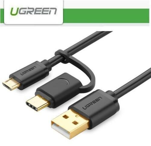 Ugreen 1M 2-in-1 (USB-C & Micro USB) QC 3.0 Fast Charger & Data Sync Gold Plated Cable (Brand New/Warranty)