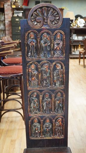Vintage Gothic Revival Carved High-Back Chair
