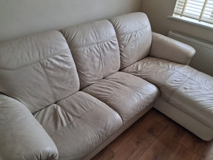 Cream Leather Sofa