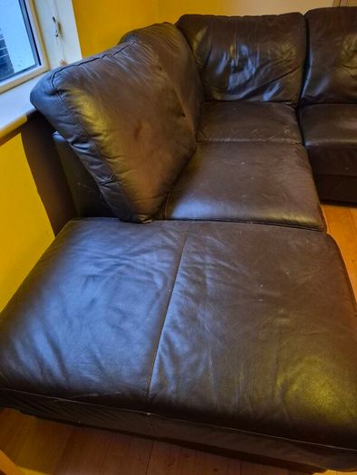 Brown leather corner couch