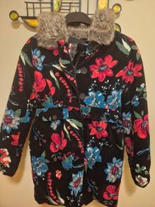 Stunning Catimini Designer Floral Winter Coat, Age 11/12 154cm A,V