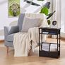 Narrow Side Table with Storage Shelf, 3 Tier Slim End Table Modern Sofa Table for Narrow and Small Spaces, 24.6 Inch Height Bedside Table Small Nightstand with Magazine Rack Space Saving-Black (FREE SHIPPING) Image 5