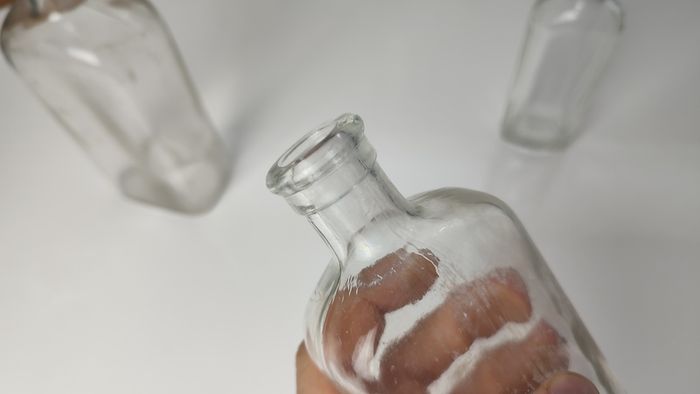 330 - Set of 3 Vintage Clear Glass Collectible Decorative Bottles