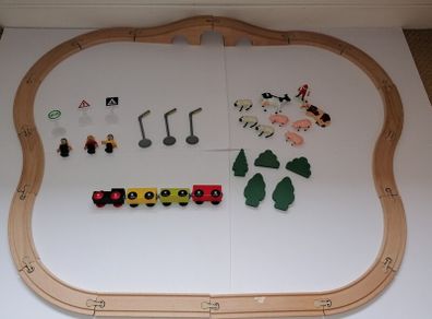 Wooden Train Set 43 Pieces