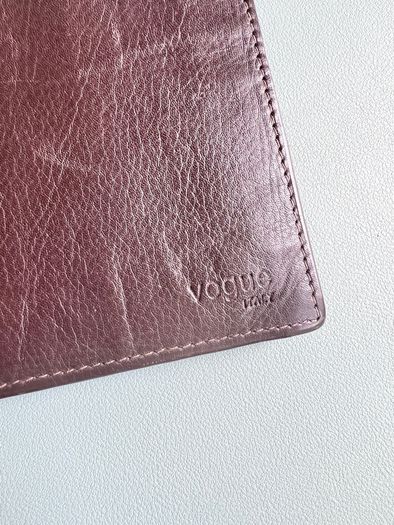 Vogue Italy leather passport case brown