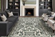 Vintage Rugs Living Room Area Rug 200x300cm Black Large Non Slip Washable Lounge Dining Room Bedroom Kitchen Office Indoor Carpet Low Pile Big Carpets