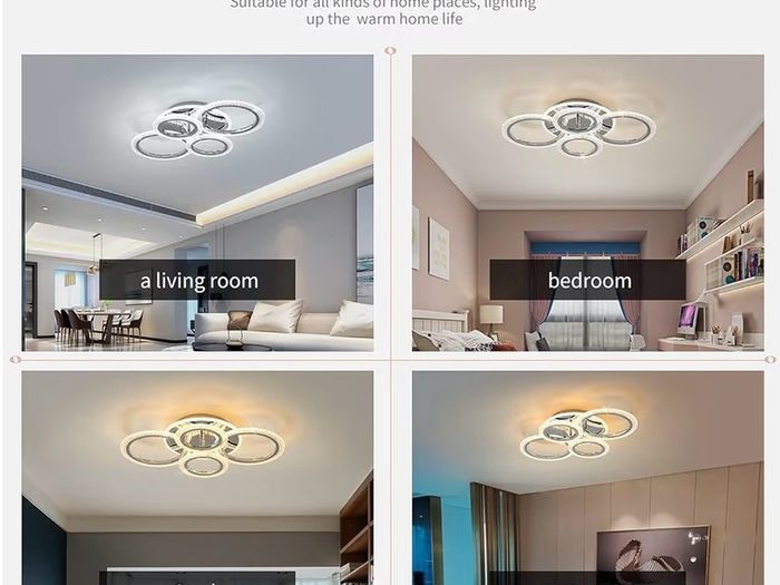 Brand New Modern Ceiling Light 58W Dimmable Flush Mount LED Ceiling Light 4 Rings
