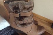 Tan fur ankle boots