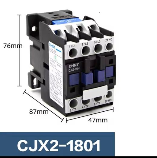 CJX2-1810 LC1 AC Contactor 18A 3 Phase 3-Pole NO Coil Voltage 380V 220V 110V 36V 24V Din Rail Mounted 3P+1NO Normal Open