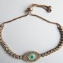 Vintage Handmade Evil Eye Tennis Bracelet: Sterling Silver 925 Gold Plated Mother of Pearl 9,4g Image 6