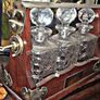 Antique 3-Decanter Wooden & Brass Tantalus Image 5