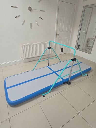Air Track Inflatable Gymnastics Mat with Adjustable Bar & Pump