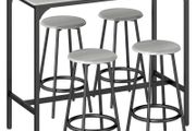 Five-Piece Industrial-Style Bar Table Set - Grey/Black
