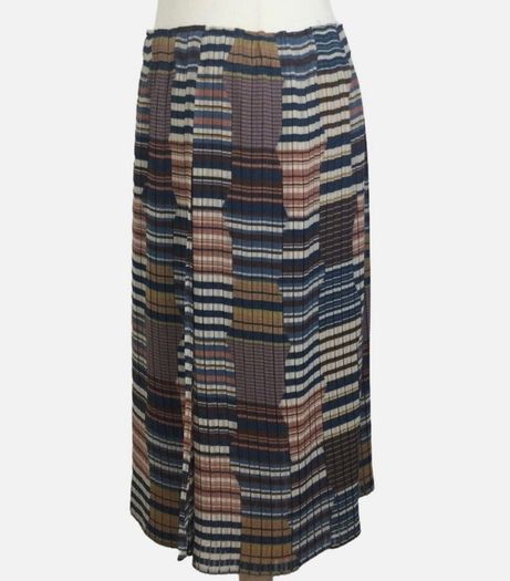 Zara Ladies Multi Brown Orange Green Pleated Chiffon Side Wrap Skirt M Uk 12 Including Postage