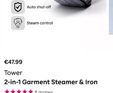 Tower 2-in-1 Garment Steamer & Iron