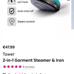Tower 2-in-1 Garment Steamer & Iron