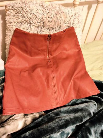 Blush Pink Faux Leather Mini Skirt Primark Size UK 8 / EUR 36