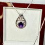 Silver Natural Moroccan Amethyst & White Zircon Twisted Vine Pendant with Chain Image 2