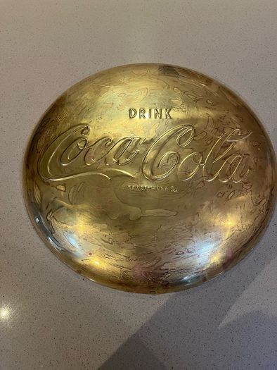 Coca Cola Embossed Brass Sign from the 50