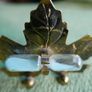 Vintage Hourglass Mounted On a Brass Oak Leaf Image 4