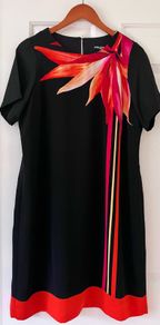 Size 14 Black/Orange/Pink Shift Dress by Debenhams
