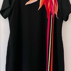 Size 14 Black/Orange/Pink Shift Dress by Debenhams