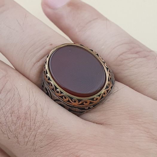 Vintage-Inspired Agate & Silver Ring Elegant Handcrafted Design