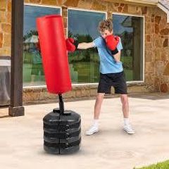 kids freestanding punch bag with gloves