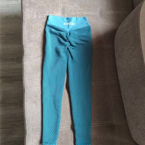 Teal Honeycomb Ruched bum leggings, size 10