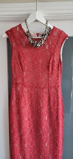 FRENCH CONNECTION coral lace shift dress Sz 14UK