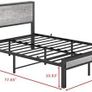 Double Bed Frames with Storage Wooden Headboard, Metal 4ft Bed Frame Double Bed Base/Mattress Foundation, Enhanced Support Noise Free, Black+Grey Oak1 Image 2