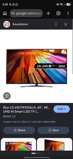 LG 65" Smart 4k TV - 1 years old