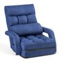 Floor Chair, 5 Adjustable Positions Folding Floor Gaming Chair with Back Support, Armrests, and Cushion, Sturdy Metal Frame with Recycled Foam and Linen Fabric, for Reading, Relaxing, Dark Blue Image 8