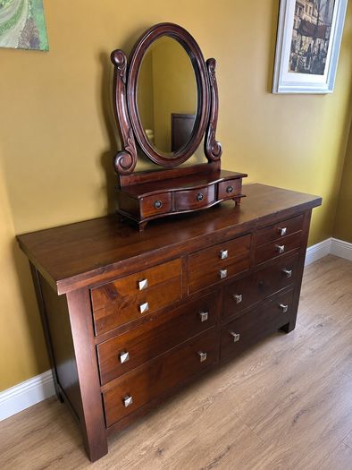 Solid Mahogany Chest of Drawers with Mirror