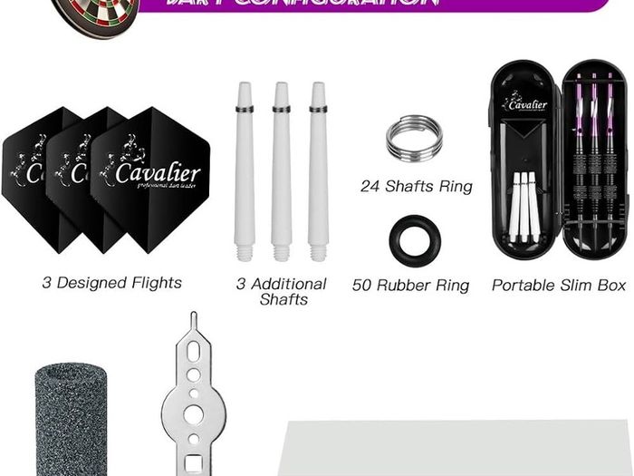 FREE P&P Steel Darts Set, Professional 23g Darts Tip with Non-Slip Stainless Steel Shaft, Poly Flights, PVC Shafts, Dart Sharpener, Rubber Rings, Flight Protecter, with Gift Box