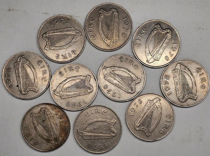 Ireland 1978 Large 10p Pence Coin Lot x10 Coins