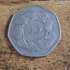 Great Britain UK 1973 50 Pence Coin Elizabeth II, Entry into EEC - free standard postage