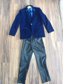 boy blazer velvet navy blue 11-12yrs